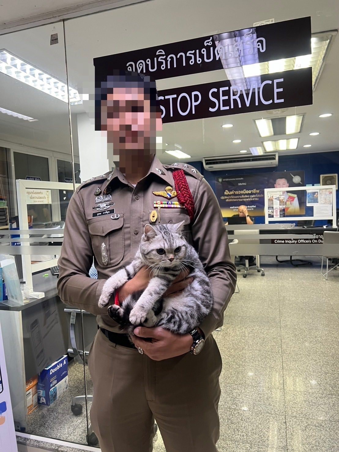 Tayland’da polisleri ısıran kedinin sabıka fotoğrafı çekildi, pati izi alındı 