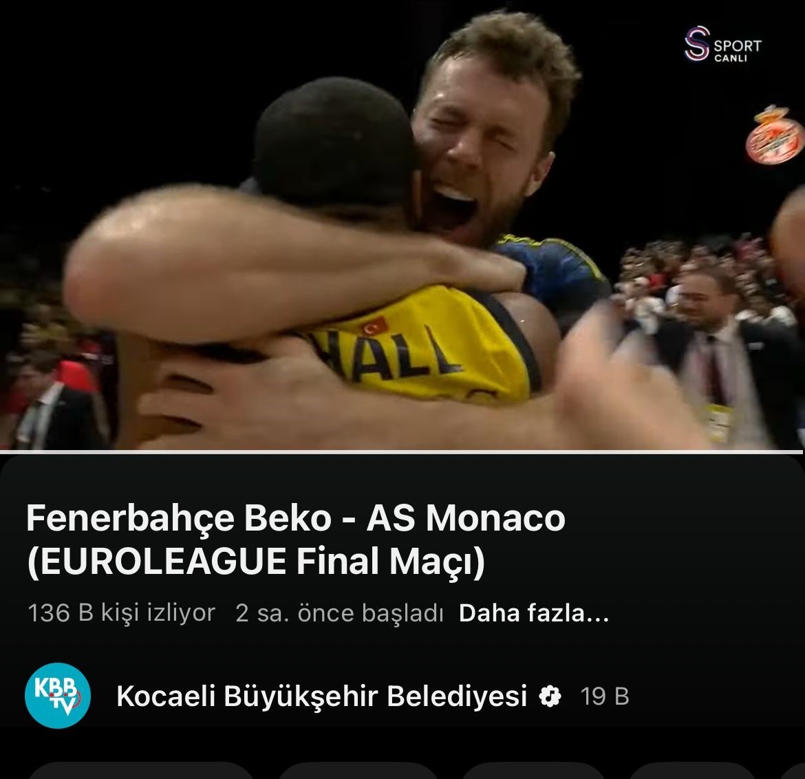 Fenerbahçe Avrupa şampiyonu oldu, yayın rekoru Kocaeli’den geldi 