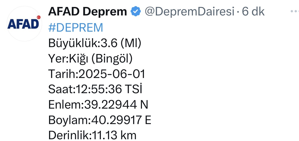 Bingöl’de bir deprem daha