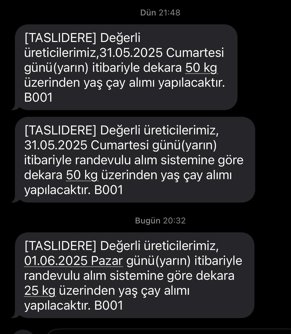 ÇAYKUR’dan kontenjan uygulaması 