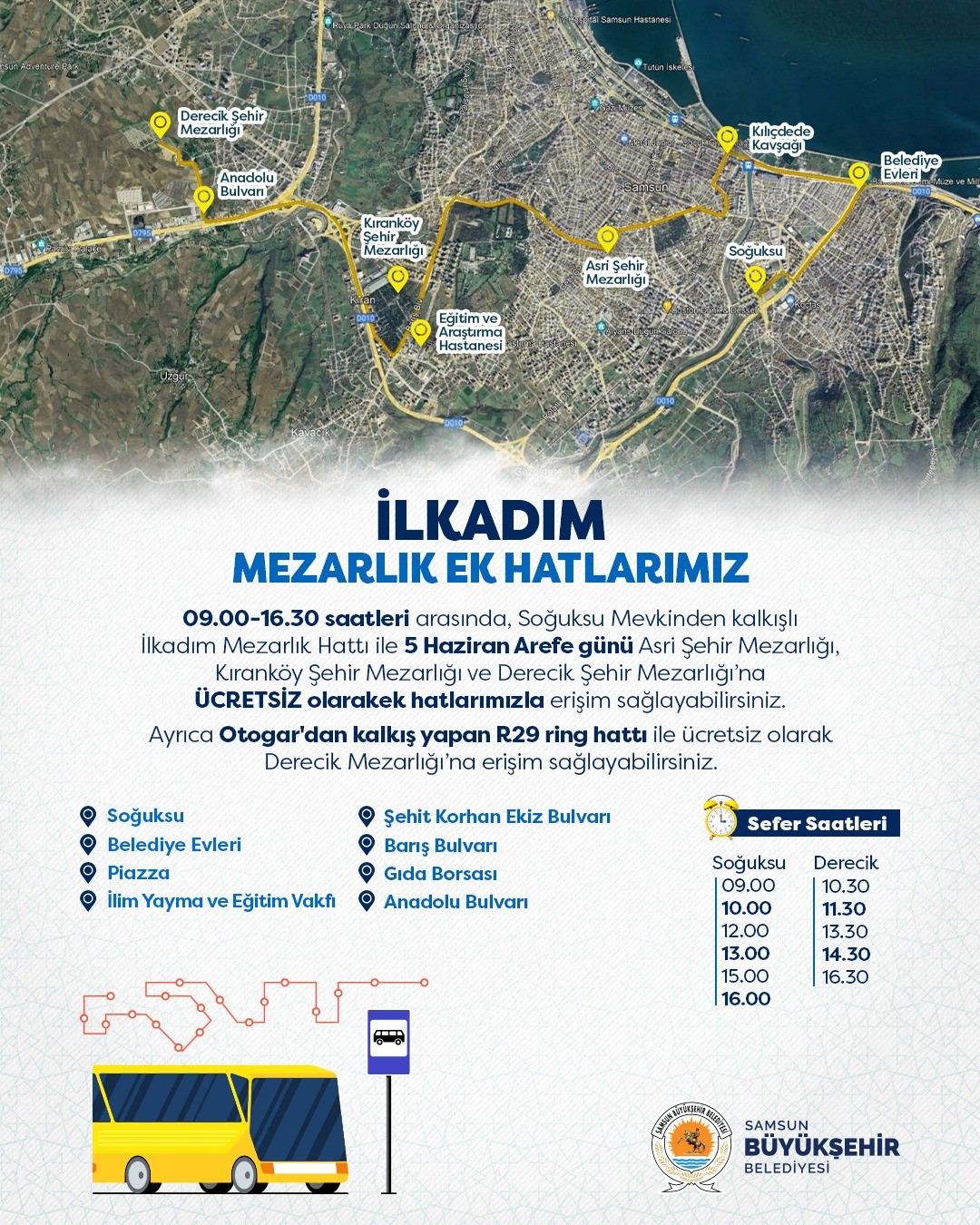 Samsun’da bayramda toplu ulaşım ücretsiz 