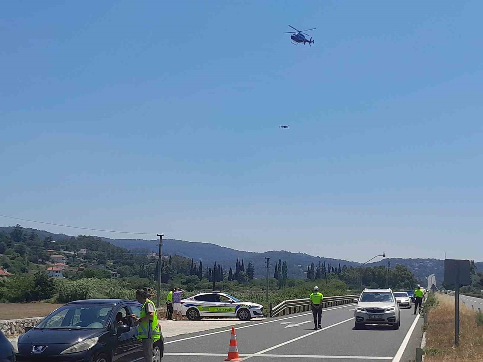 Muğla’da dron ve helikopter destekli trafik denetimi 