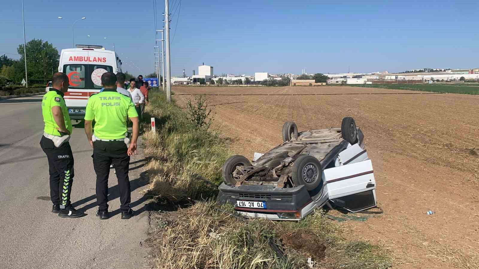 Karaman’da otomobil devrildi: 1 yaralı