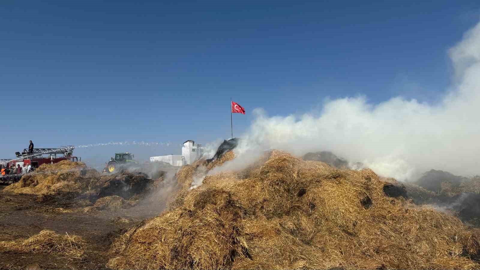 Antalya’da saman yüklü tır alev alev yandı 