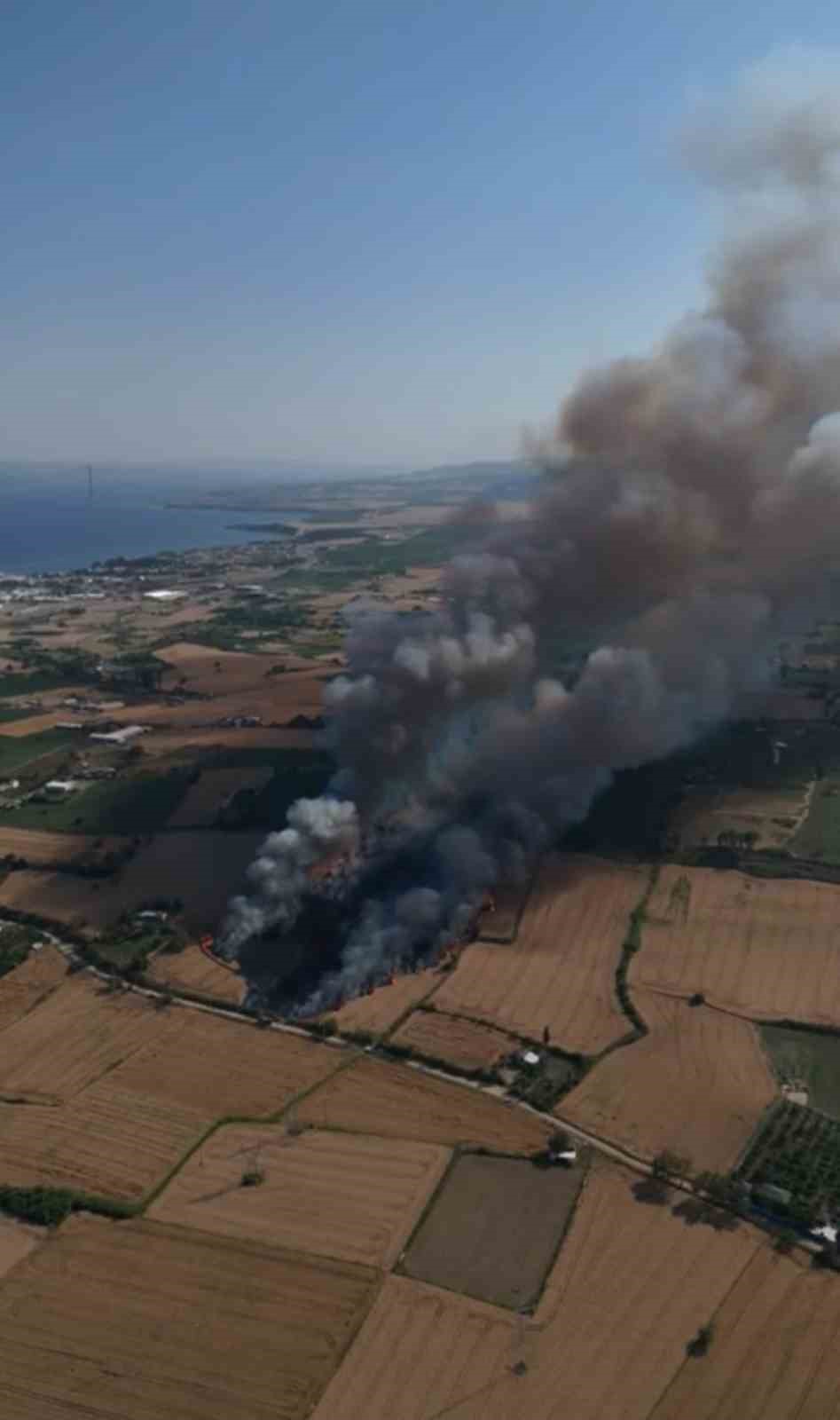 Çanakkale’de tarım arazisinde yangın 