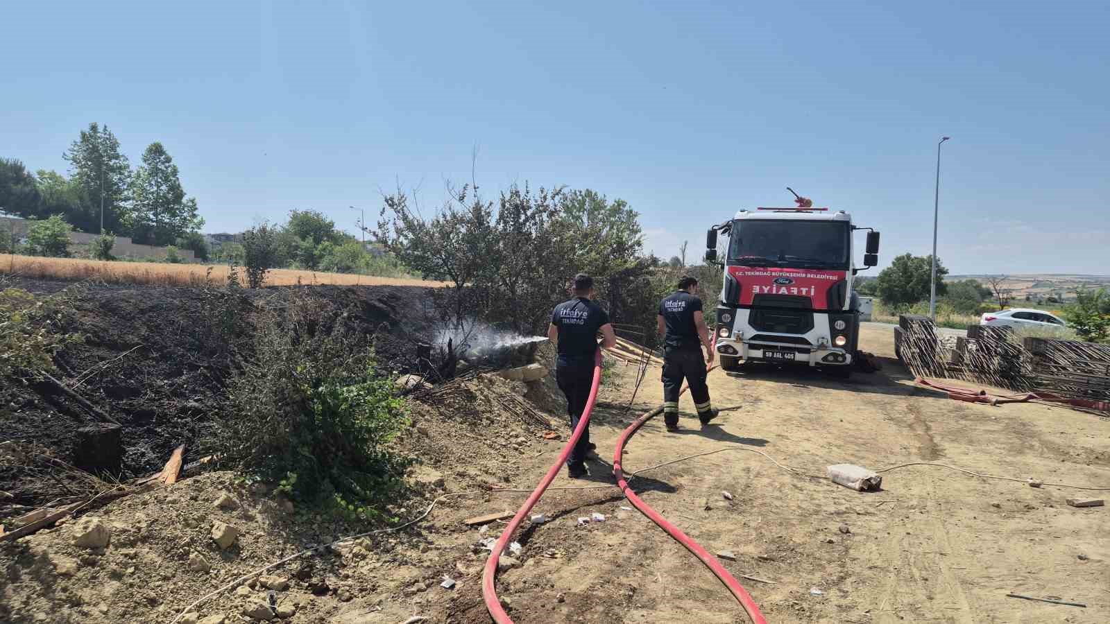 Şehir içindeki 30 dönümlük buğday tarlası alevlere teslim oldu 