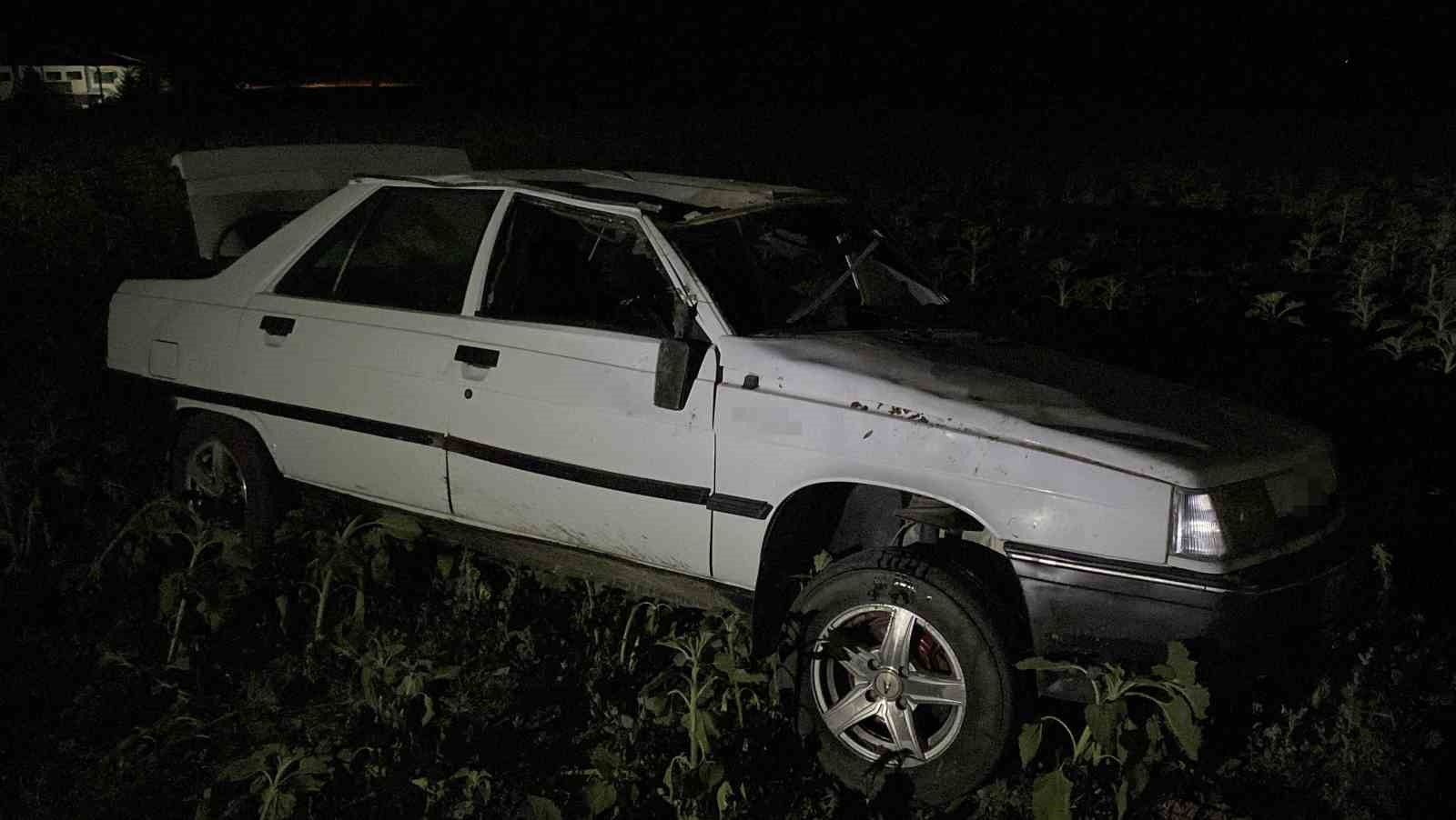 Palete çarpan otomobil tarlaya savruldu: 1 yaralı 