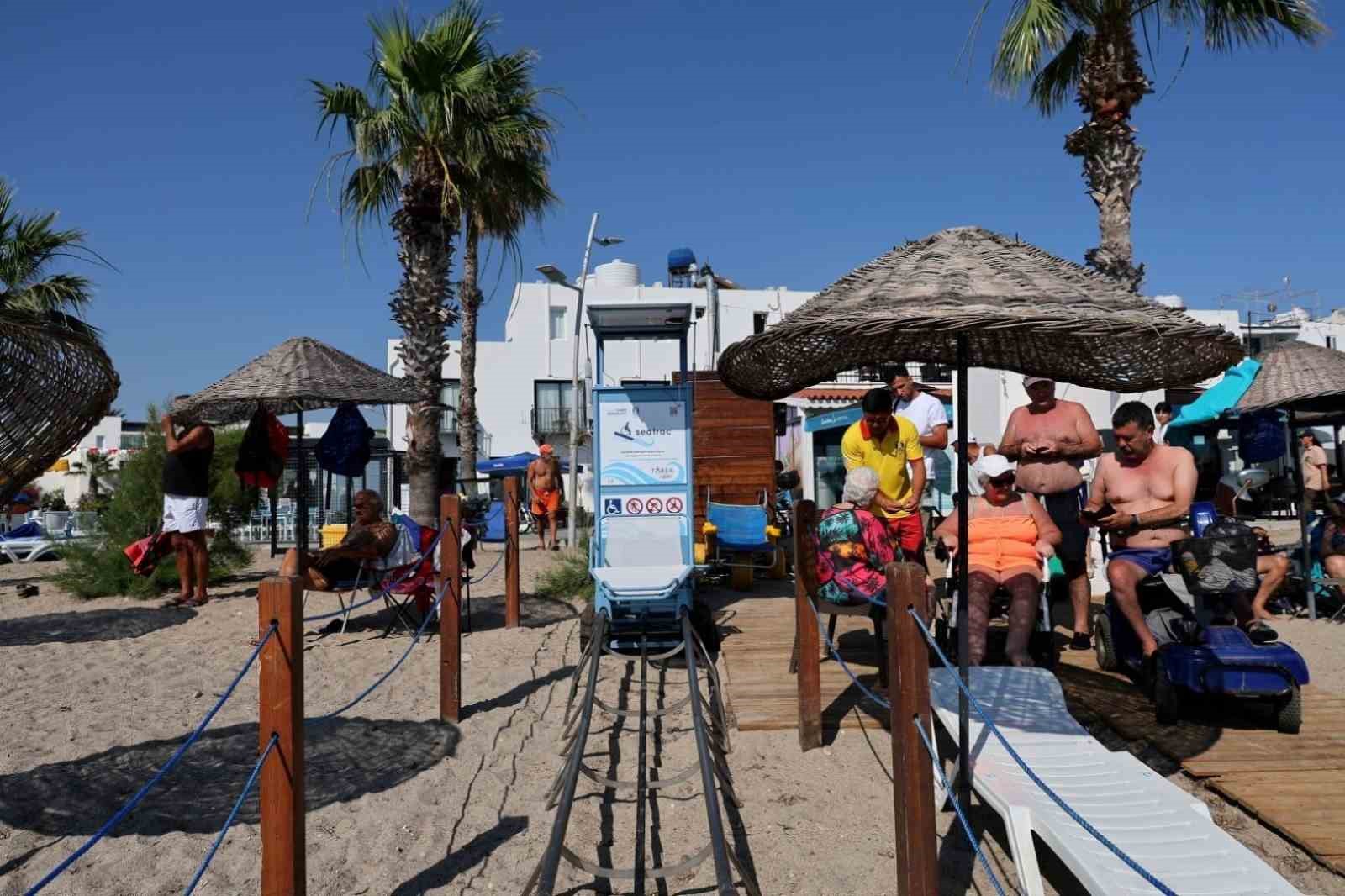 Turgutreis halk plajına raylı sistem kuruldu 