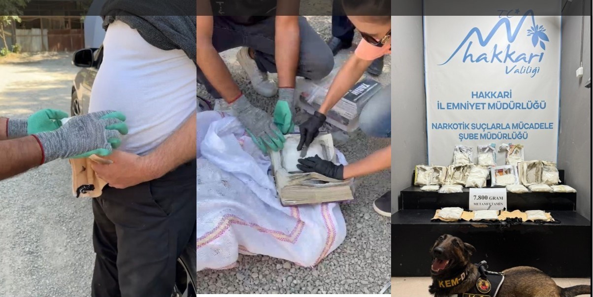 Hakkari’de kitap ve korse içerisinde 7 kilo metamfetamin ele geçirildi