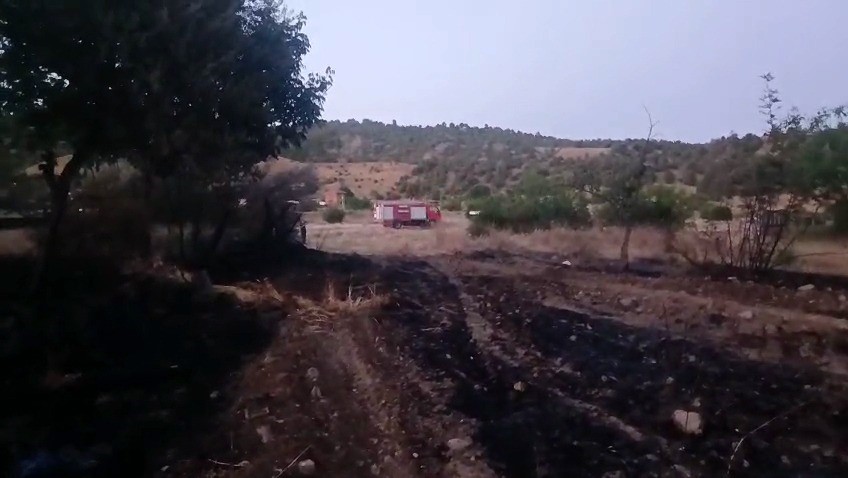 Alevler tarlayı sardı, ekipler eve sıçramasını önledi 
