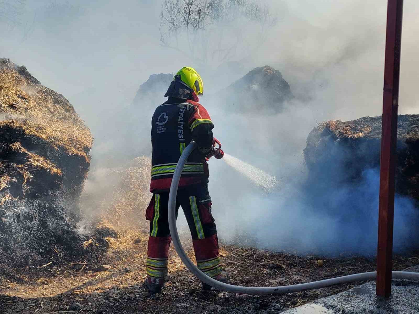 Edremit’te besi çiftliğinde yangın paniği 