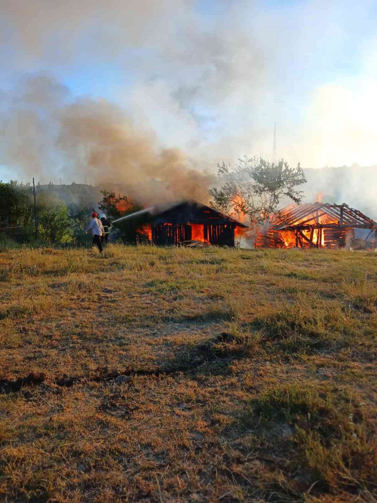 Kastamonu’da 3 samanlık ile odunluk ve garaj yandı 