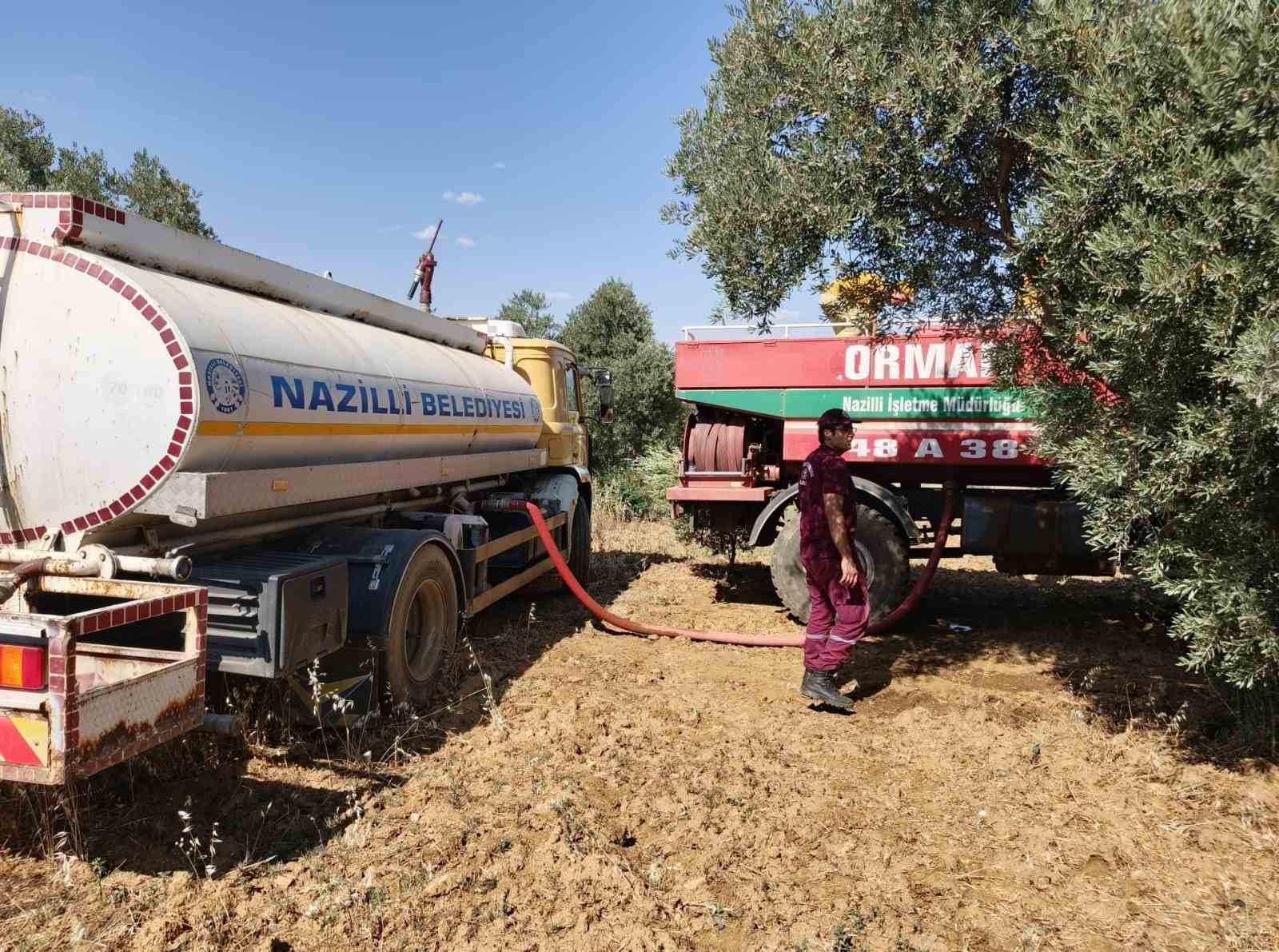 Nazilli Belediyesi’nden İsabeyli’deki yangının söndürme çalışmalarına destek 