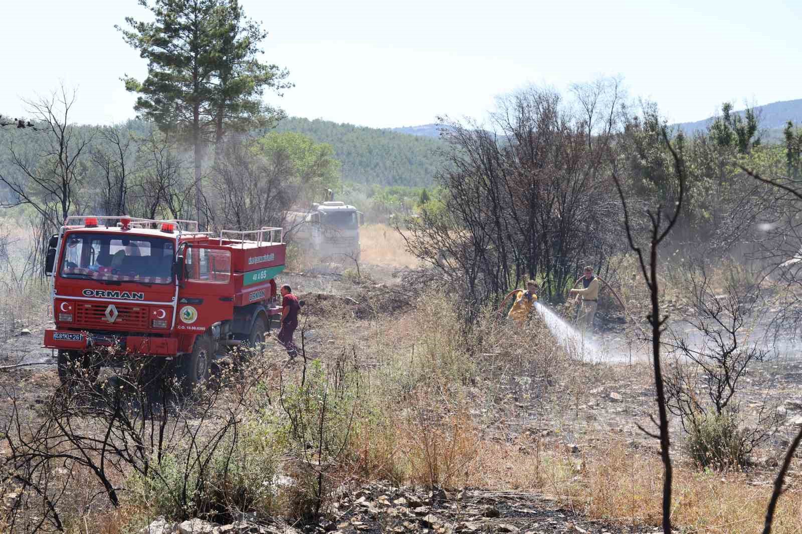 Alevler ormana sıçramadan söndürüldü 