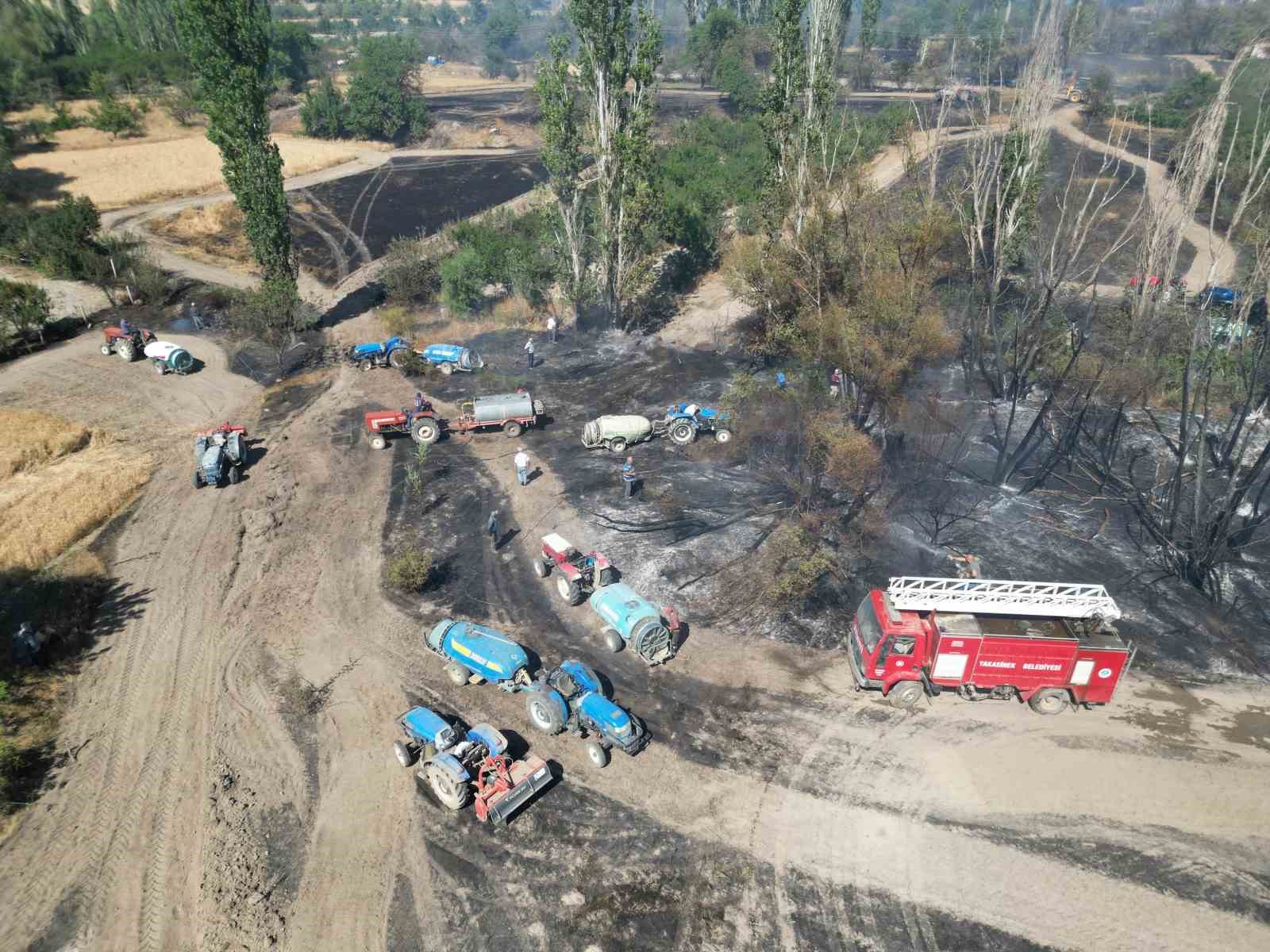 Eber Gölü yanındaki tarım arazilerinde yangın çıktı 