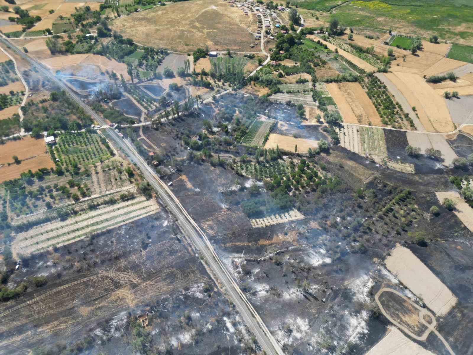 Eber Gölü yanındaki tarım arazilerinde yangın çıktı 