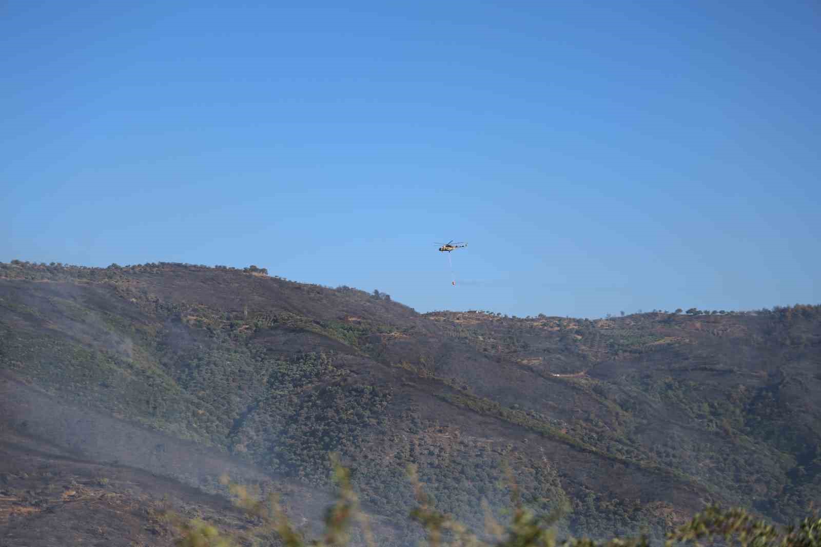 3 gündür devam eden orman yangını sonrası Ödemiş’in dağları siyaha büründü 