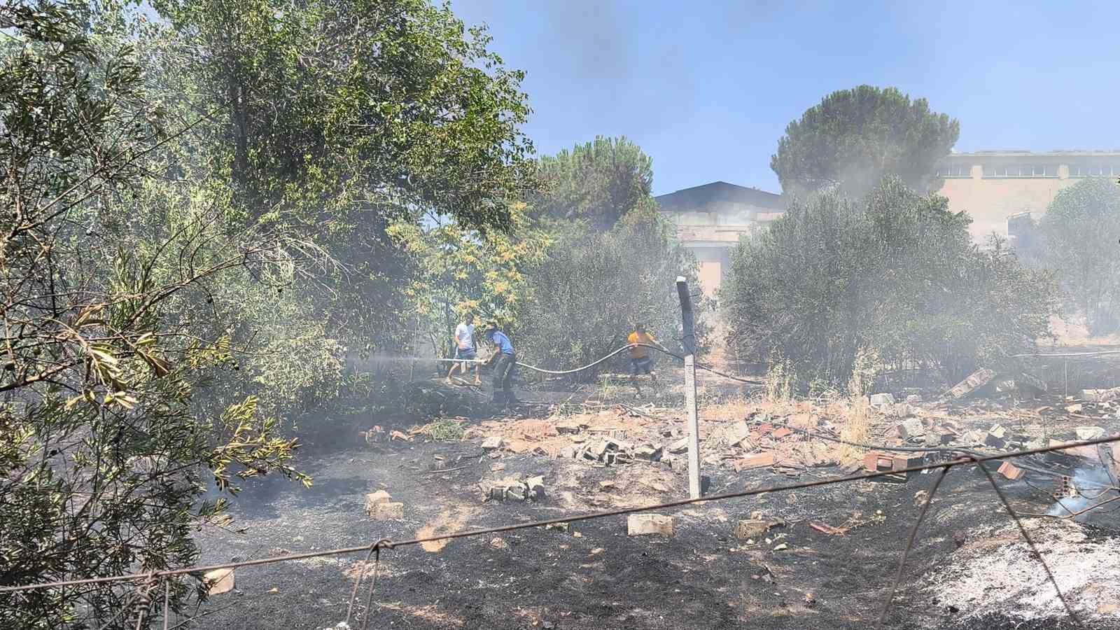 Denizli’de örtü yangını evlere sıçramadan söndürüldü 