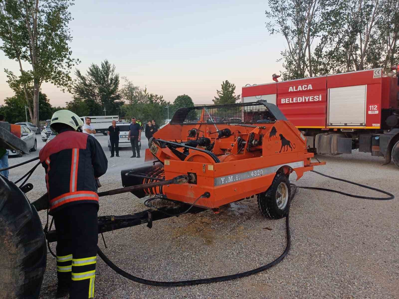 Balya makinesinde çıkan yangına zamanında müdahale 