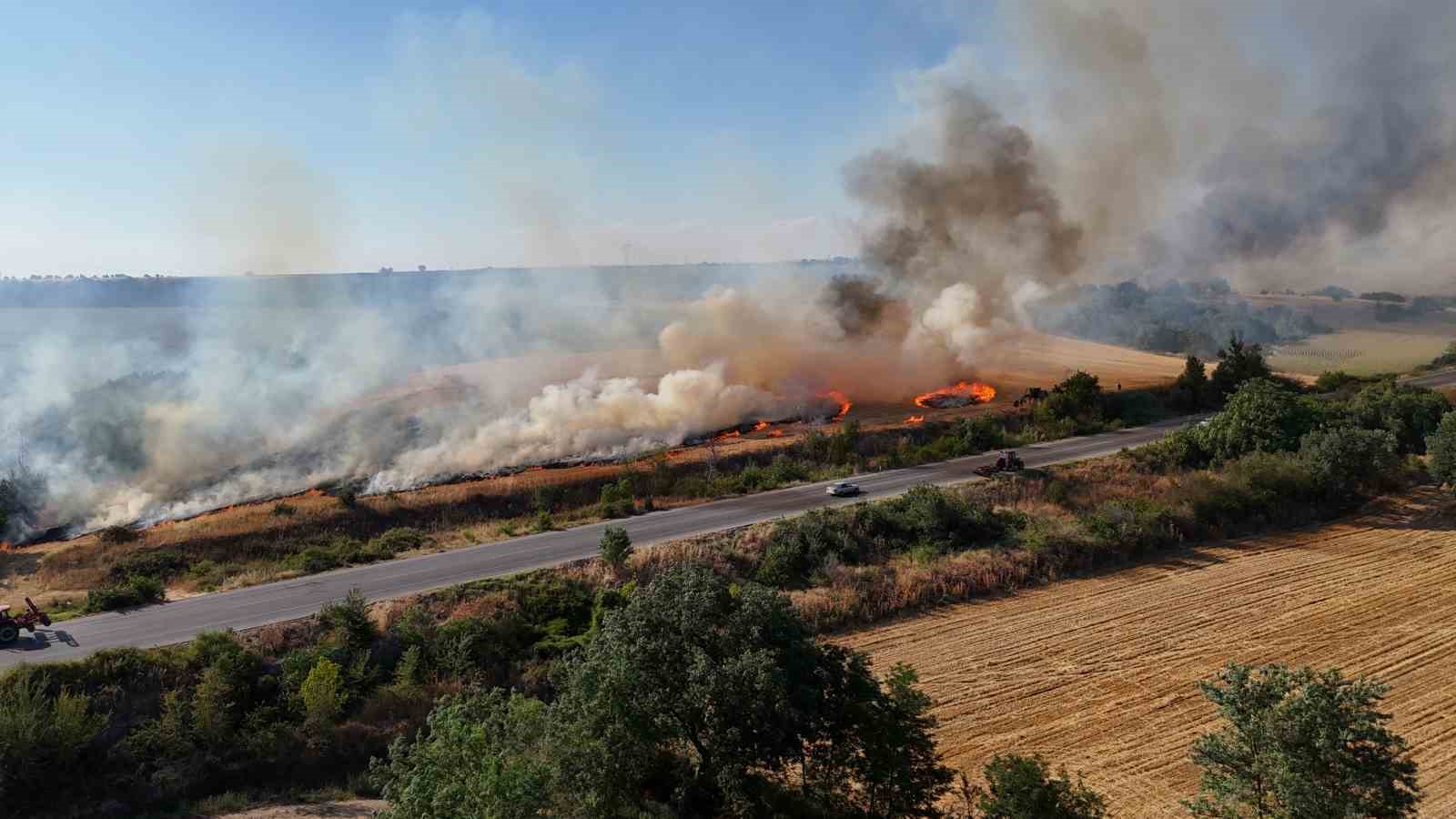 Devasa alevler uluslararası yolu trafiğe kapattı 