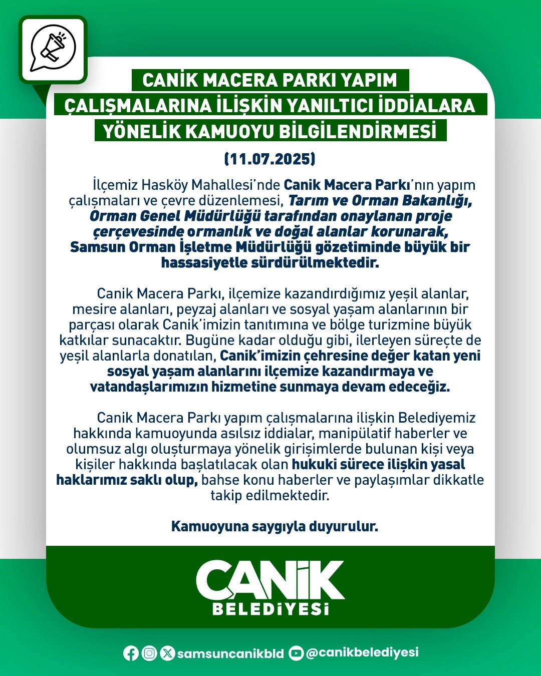 Canik Belediyesi’nden 