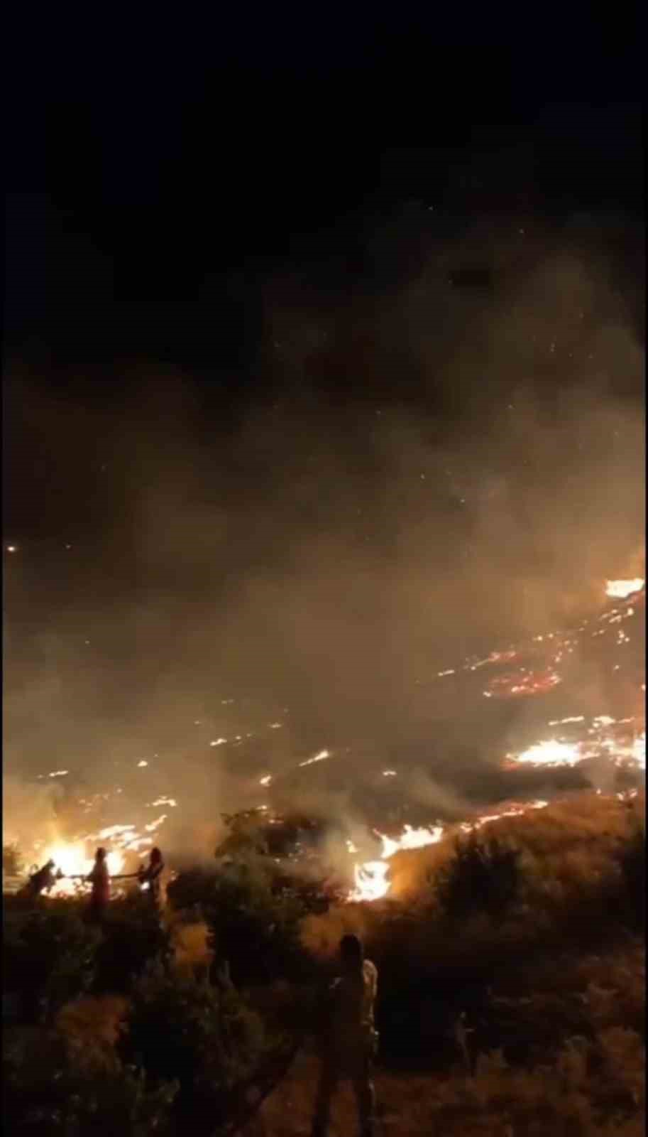 Çanakkale’de çıkan orman yangınında yoğun rüzgar ve alevlerle mücadele devam ediyor 