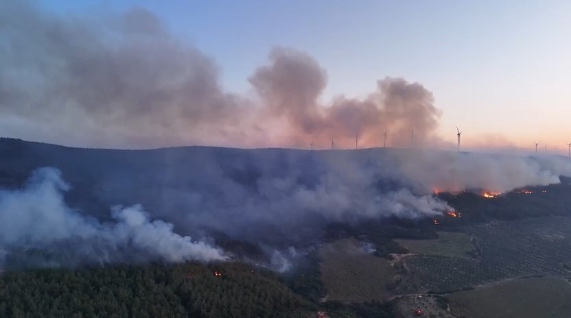 Şarköy’deki orman yangını günün aydınlanmasıyla havadan görüntülendi 