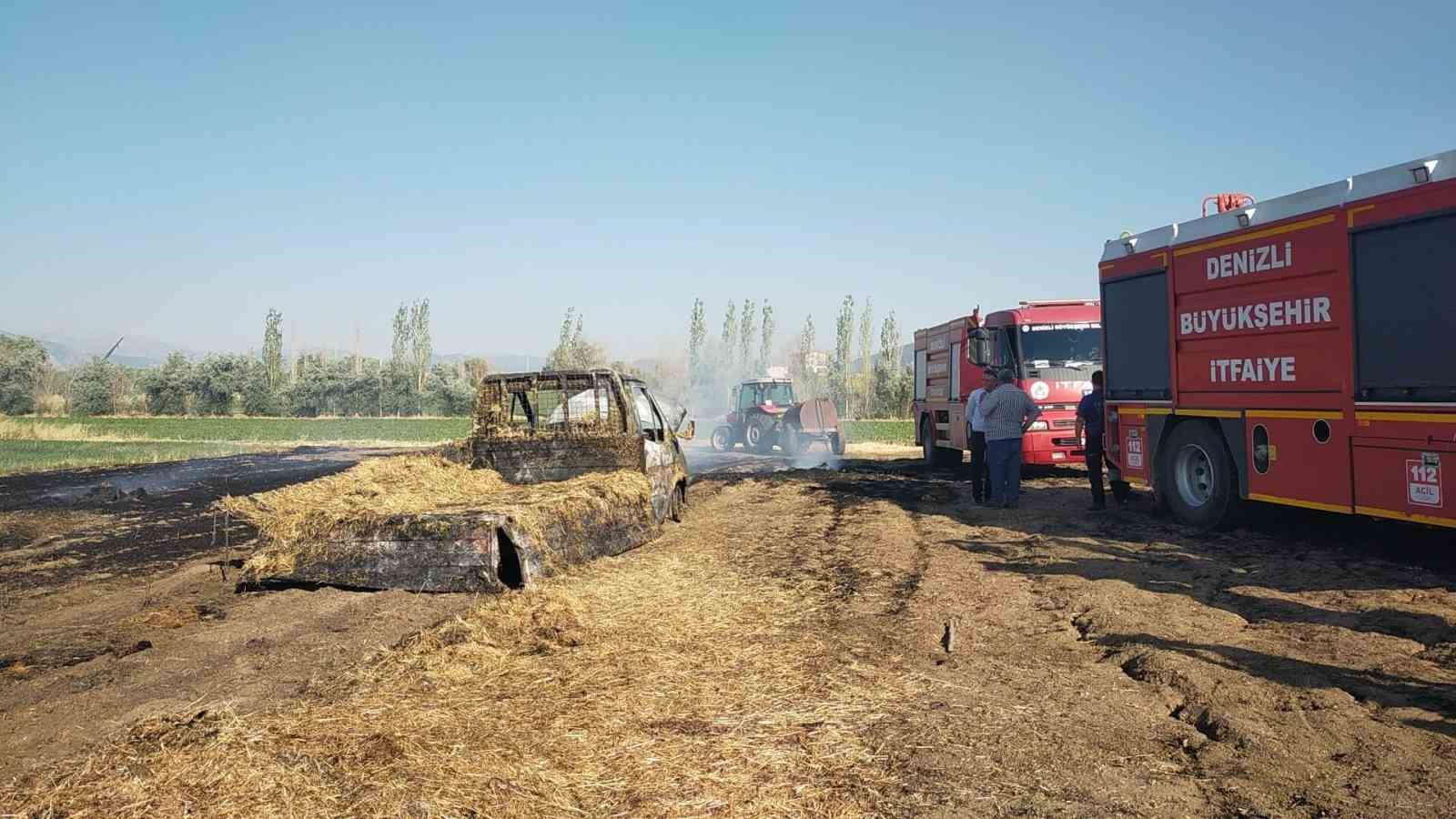 Kamyoneti samanlarla birlikte yanan üreticiye yardım eli uzandı 