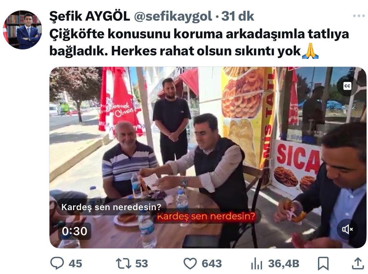 Vali Aygöl, çiğ köfteyi tatlıya bağladı 