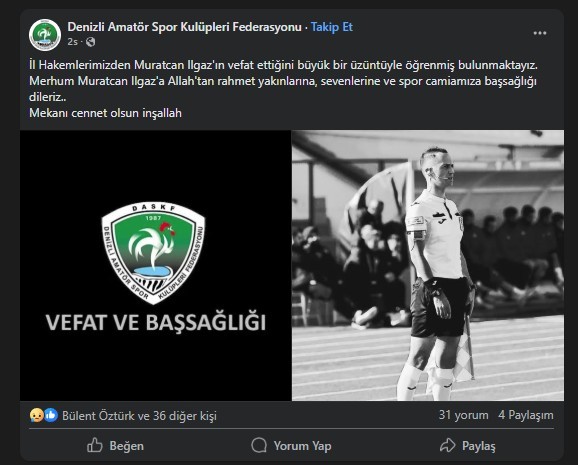 Denizli’de genç hakem evinde ölü bulundu 