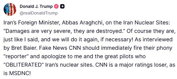 ABD Başkanı Trump’tan İran’ın nükleer tesislerini hedef alan saldırılarla ilgili açıklama: 
