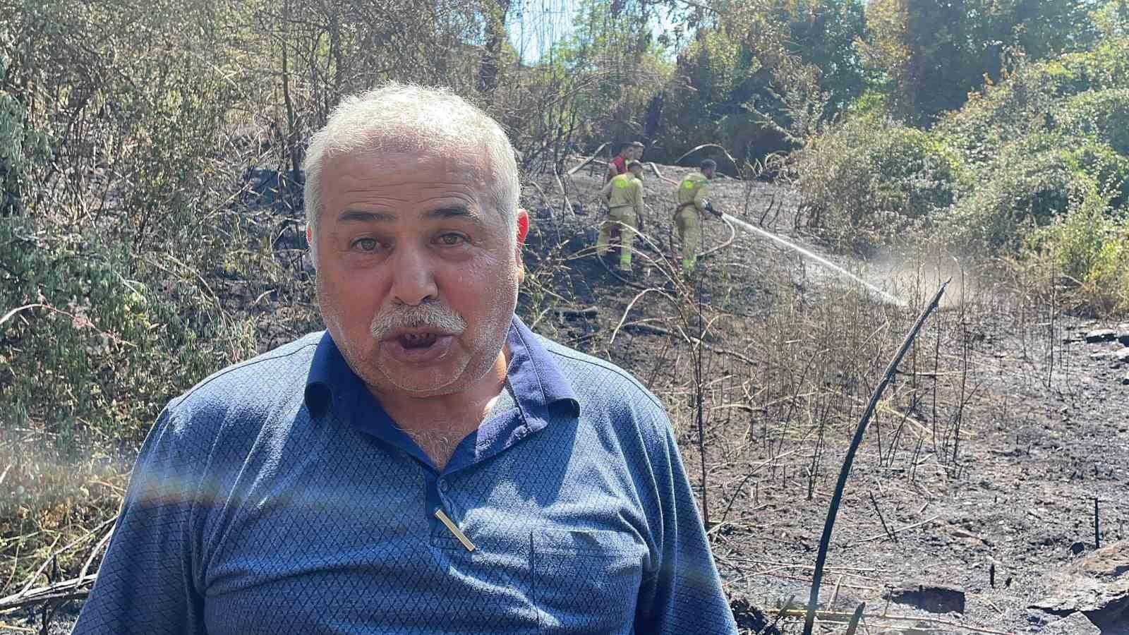 Bahçeye atılan kırık şişe yangına neden oldu 