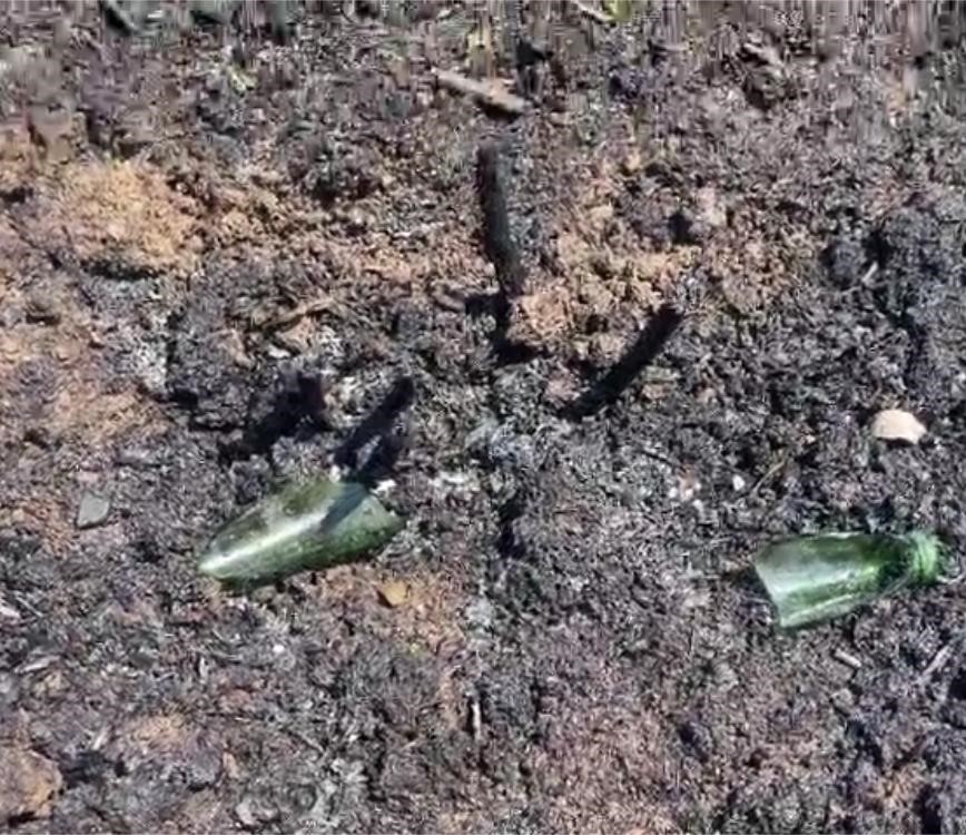 Bahçeye atılan kırık şişe yangına neden oldu 
