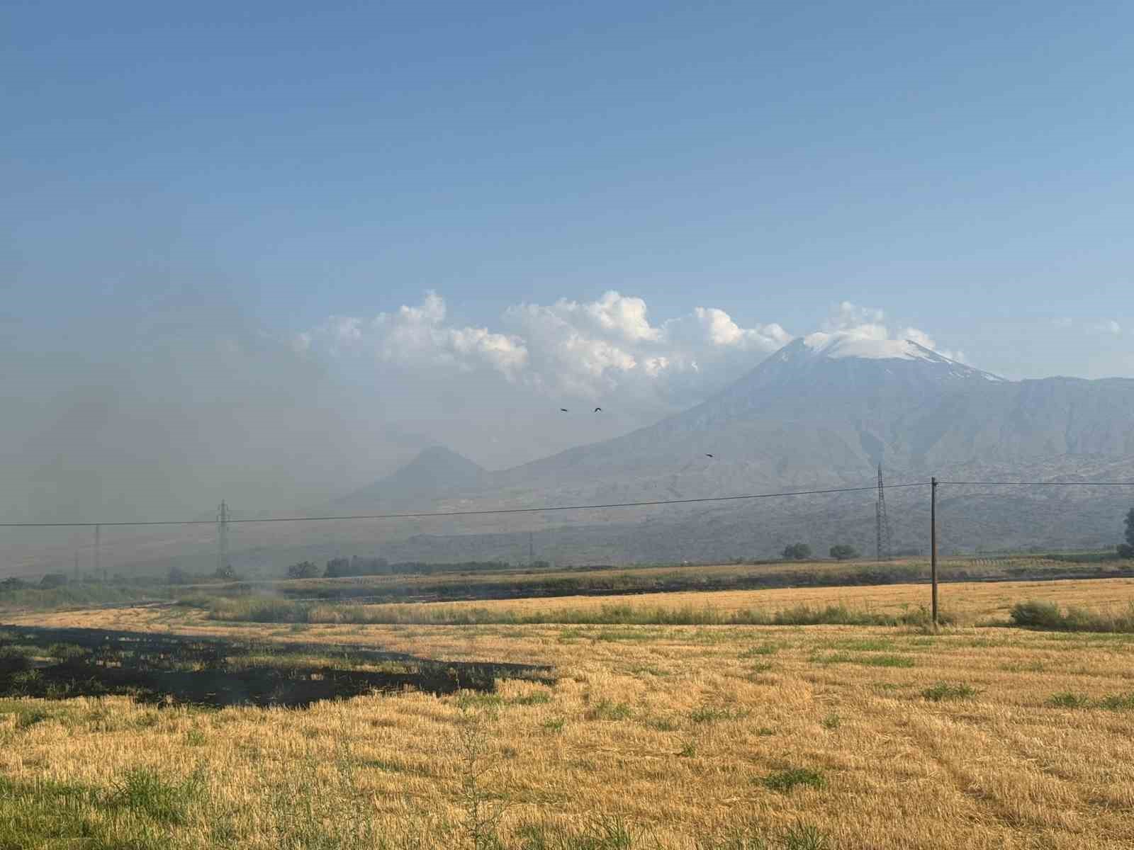Iğdır’da çıkan anız yangını gün boyu sürdü 