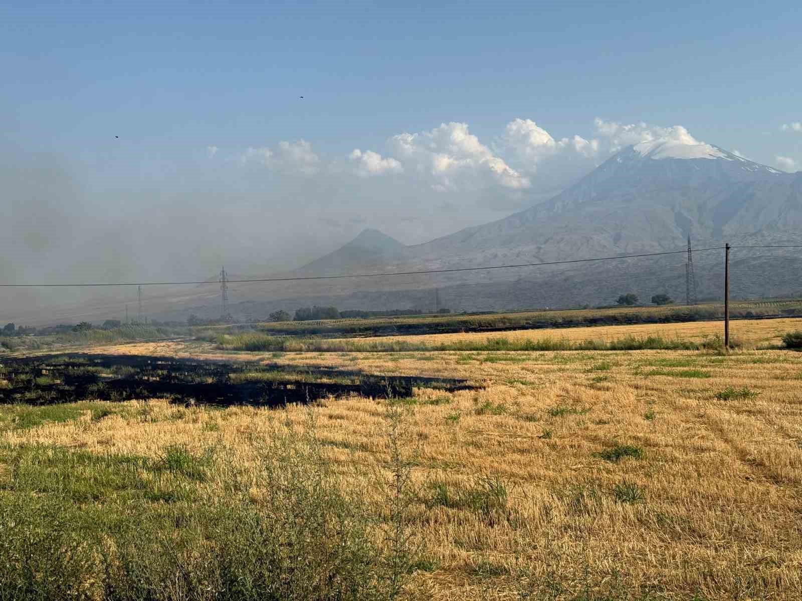 Iğdır’da çıkan anız yangını gün boyu sürdü 