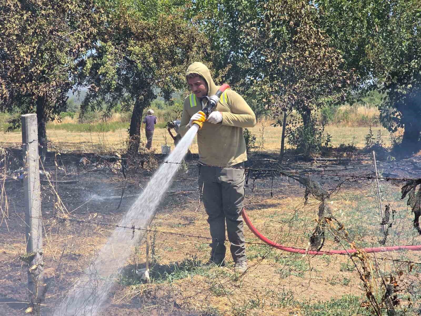 Bozarmut Ovası’ndaki zirai yangın kısa sürede söndürüldü 