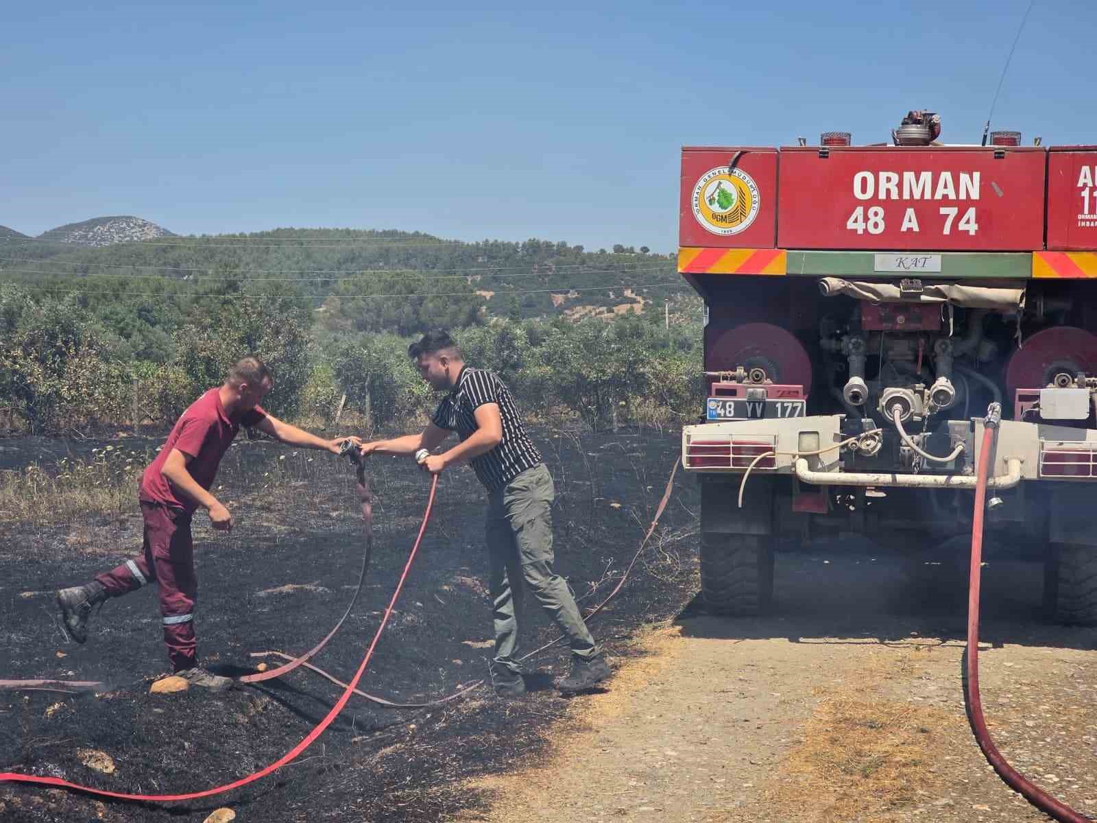 Bozarmut Ovası’ndaki zirai yangın kısa sürede söndürüldü 