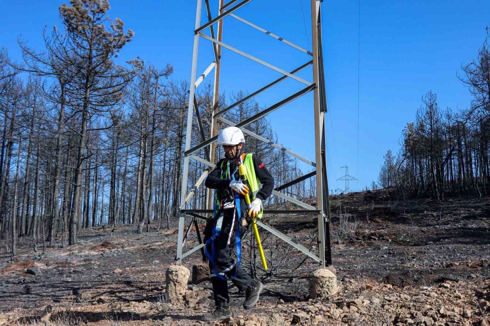 Yangın bölgesinde enerji hatlarının onarımı başladı 