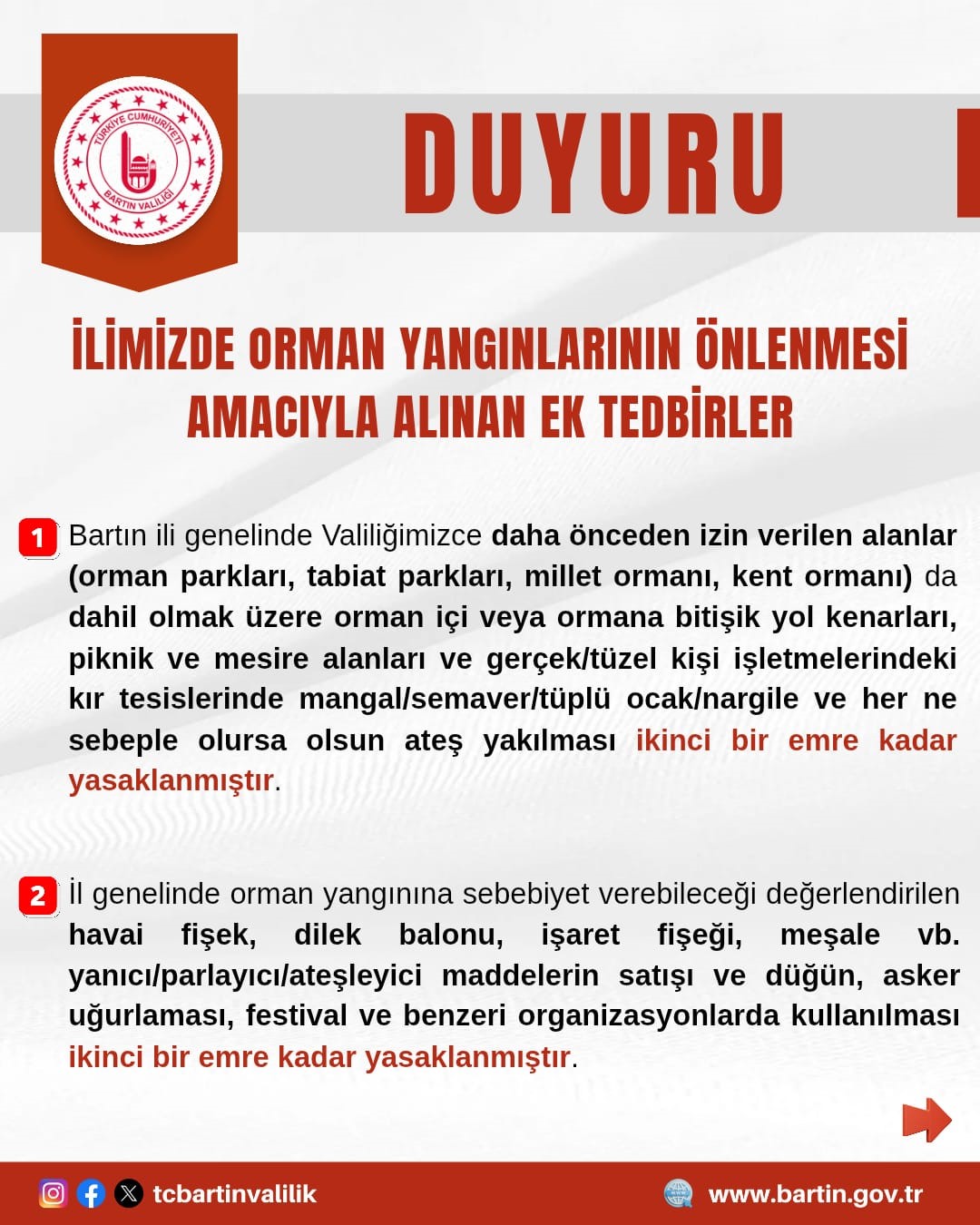 Orman yangınlarını önlemek için havai fişek ve meşale kullanımı yasaklandı 