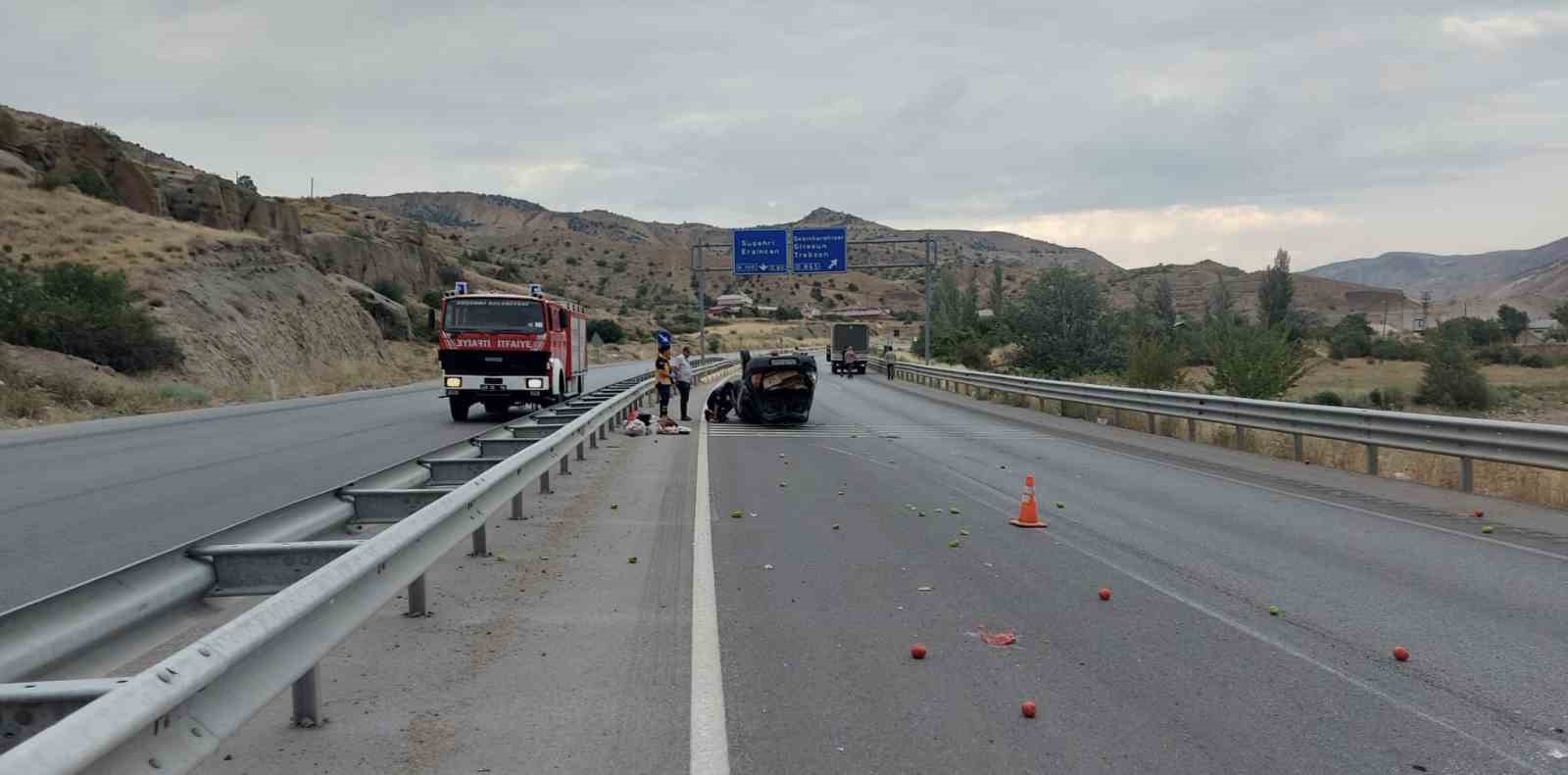 Lastiği kopan otomobil takla attı: 1 yaralı 