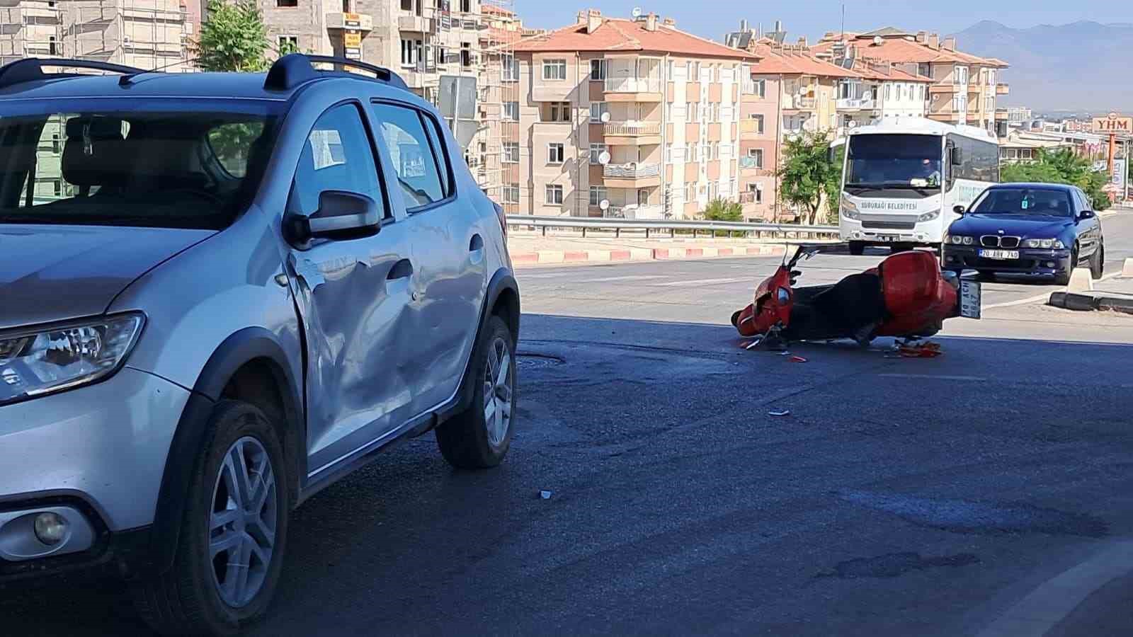 Karaman’da otomobil ile motosiklet çarpıştı: 1 yaralı 