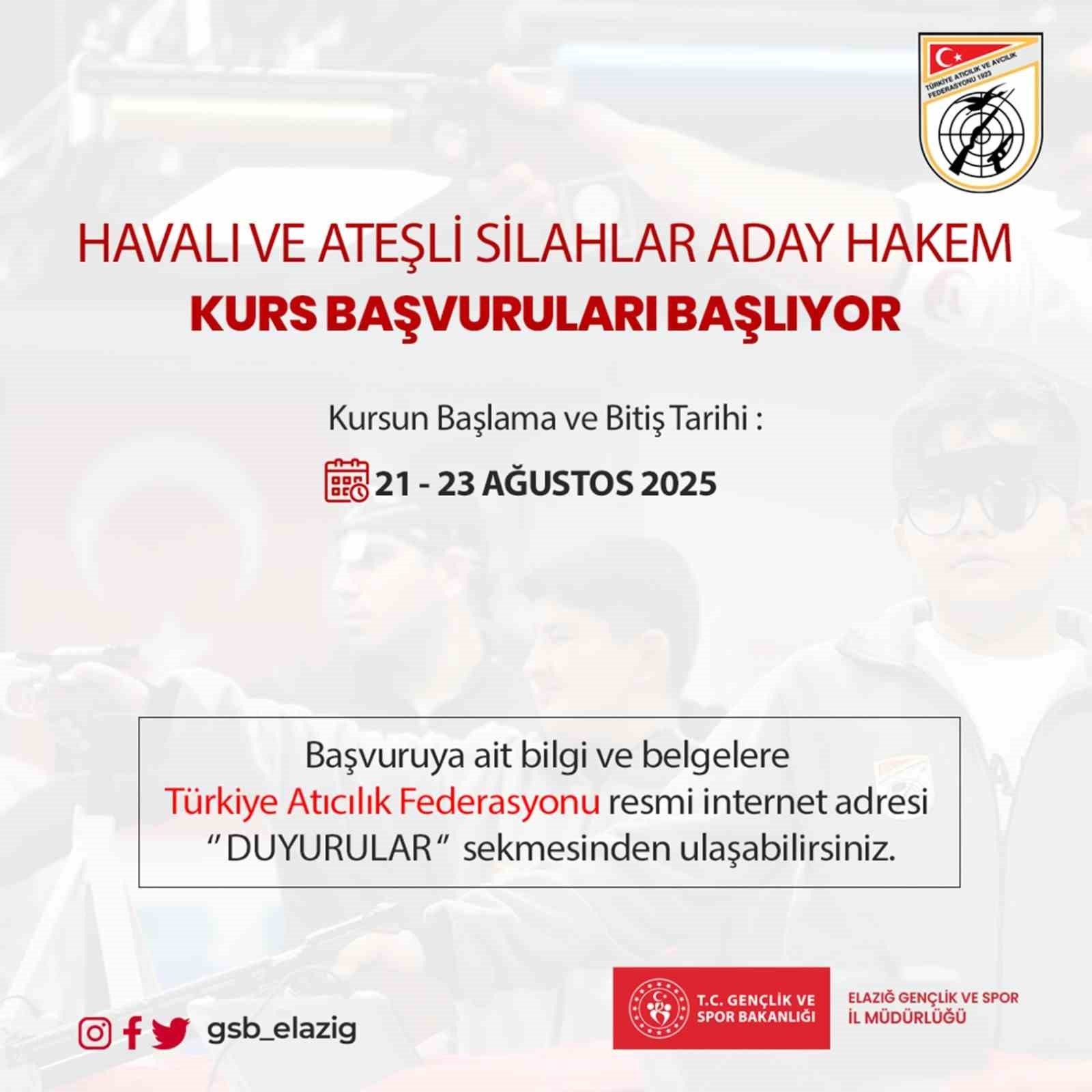 Elazığ’da aday hakem kursu düzenlenecek
