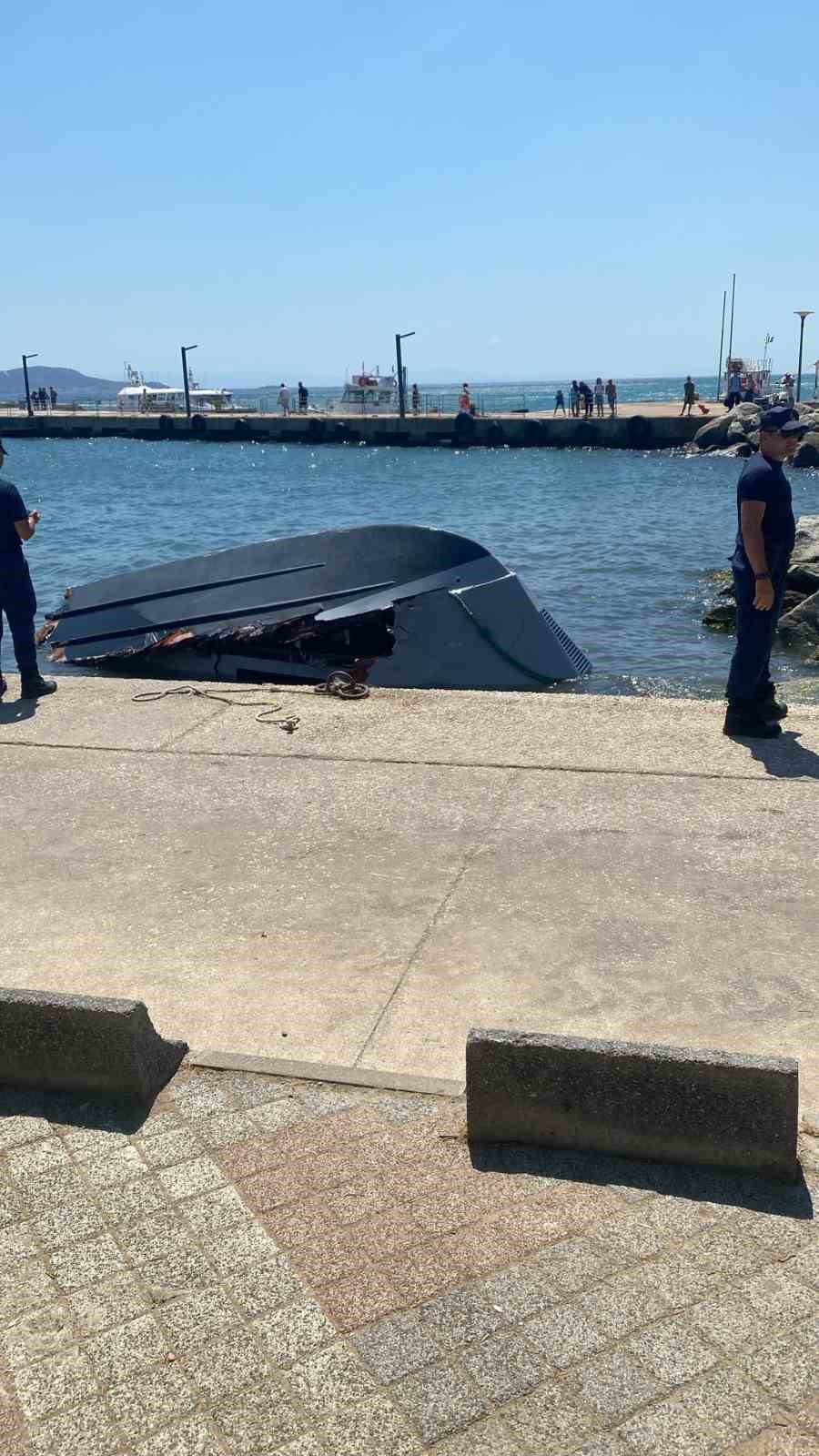 Kazada parçalanan tekne vinçle karaya çıkarıldı: Bilirkişi incelemesi başladı 