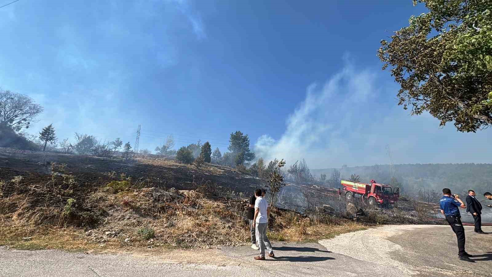 Bolu’da çalılık arazide çıkan yangın evlere sıçramadan söndürüldü 