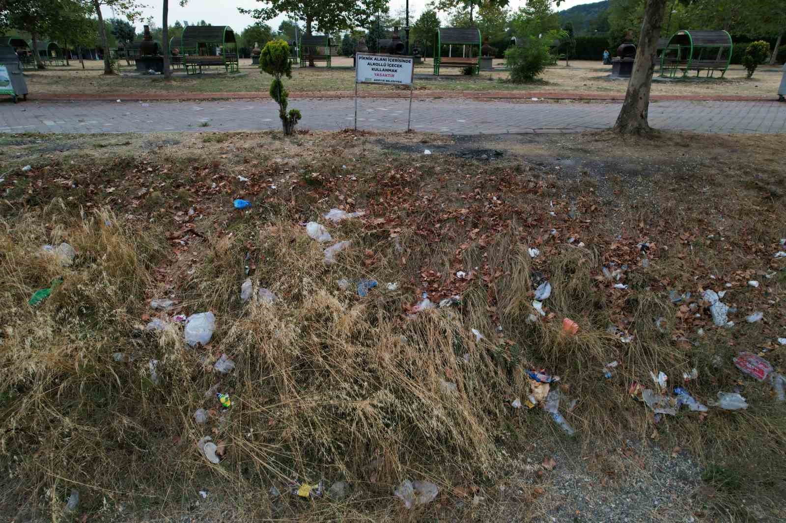 Arifiye Gölbaşı Park’ta çevre rezaleti: Piknik alanı çöplüğe döndü 