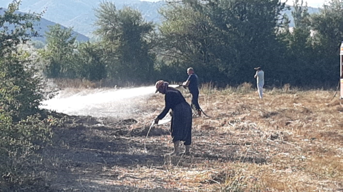 Bolu’da otluk alandaki yangın büyümeden söndürüldü: Su şişeleriyle müdahale ettiler 