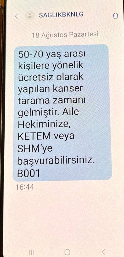 Kanser taramalarında SMS dönemi başladı 