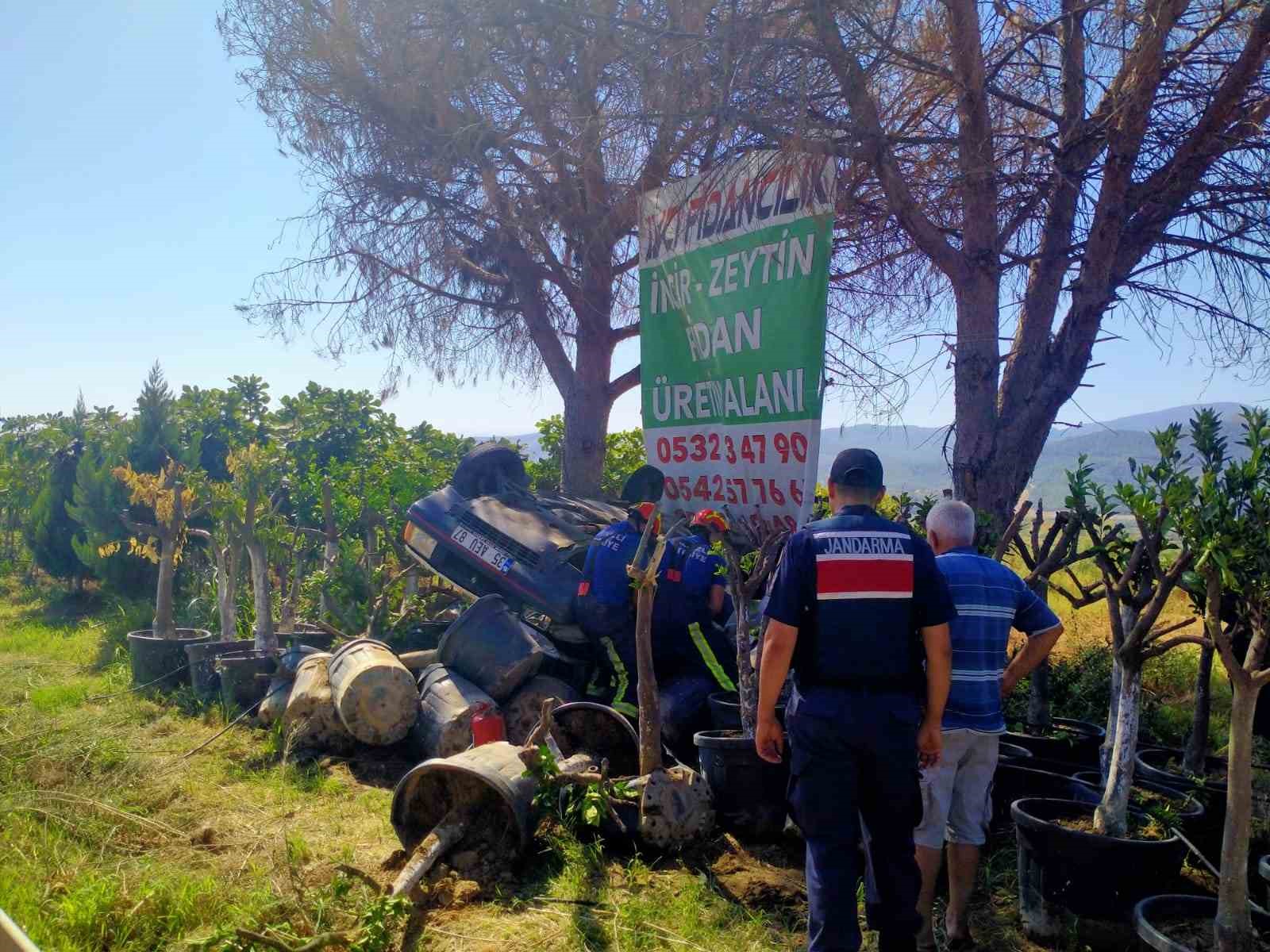 Hakimiyeti kaybolan otomobil fidanlığı uçtu: 1 yaralı 