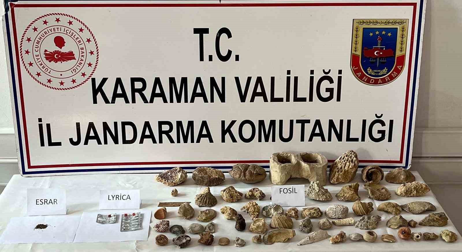 Karaman’da kenevir ve 63 adet fosil ele geçirildi