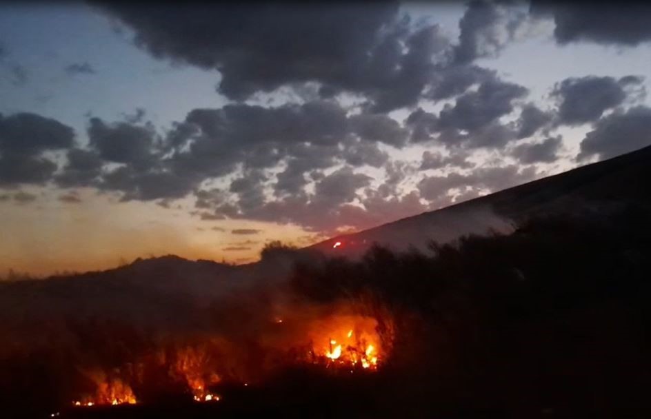 Ardahan’da anız ve fidanlık yangını geceyi aydınlattı 